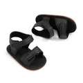 Classic black baby sandals with velcro straps and brown sole for infants aged 0-1 years - 13cm (12-18 Months) / Black (DZ5239)