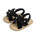 Baby Mädchen Sandalen in Schwarz mit Blumenmuster, weiche Sohle und Perlendetail - 11cm / Schwarz