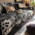 Copridivano in ciniglia con motivo floreale retrò bianco e nero e pompon neri - 70*70cm / Anxiang Nero
