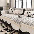Funda de sofá moderna de chenilla en blanco y negro con flecos y cojines decorativos - 70*70cm / Gris