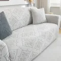 Light gray damask pattern sofa cover with 3D jacquard texture for single seat armchair - Single Seater / Light Gray