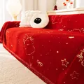 Coperta rossa per divano con motivi a stelle dorate e frange morbide in peluche denso - Piccolo / Gatto Desiderio Stella Rosso