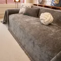 Copridivano in velluto a coste grigio scuro con frange e protezione antigraffio gatti - 180*130CM / grigio scuro