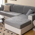Grijze chenille bankhoes voor L-vormige banken met hoogwaardige pluche stoftextuur - 60*60cm / Gentleman Grijs