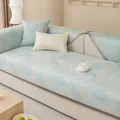 Eisseide Sofa-Matte im Sommer-Set mit hellblauem Blattmuster und Kissenbezügen - 70x70cm / Magnolie Hellblau