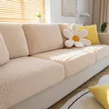 Universal stretch sofa cover in cream beige with textured waffle knit fabric - Headrest Size S [Width 30-40cm * Length 60-80cm] / Off White