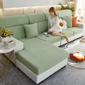 Universal light green elastic sofa cover set with textured stretch waffle knit fabric - Mint Green