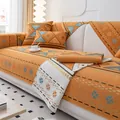 Funda de sofá de chenilla bohemia con patrones geométricos en naranja y azul - 70*70cm / Naranja