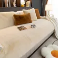 Plush faux mink velvet sofa cushion set with beige seat cover and matching pillows - Seat Cushion (70x70cm) / Off White
