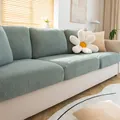 Elastic bean paste green sofa cover with 3D waffle weave texture for a modern home look - Matcha Green