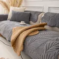 Winter plush milk velvet sofa cushion with large leaf pattern in deep gray finish - 30*50cm Pillowcase / Dark Gray