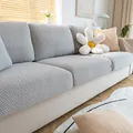 Universal light grey elastic sofa cover with textured 3D knit pattern for modular couches - Enlarged Chaise XXL [Width 95-120cm * Length 160-190cm] / Grey/White