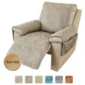 Beige marble pattern recliner chair cover with anti-slip backing for first-class sofas - Single Seater / Gray