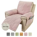 Copripoltrona in velluto rosa con motivo a foglie e tasche portaoggetti laterali incluse - Set Completo Integrato Monoposto / Rosa Loto