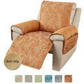 Orange and cream jacquard recliner cover with side pockets and non-slip backing - Single Seater / Orange