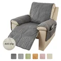 Copripoltrona in peluche grigio scuro con motivo a foglie, fondo antiscivolo e tasca - Set Completo Integrato Monoposto / grigio scuro
