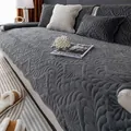 Set copridivano in peluche grigio scuro con trapuntatura floreale e cuscini coordinati - 70x70cm / Nero e Grigio