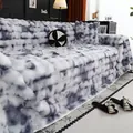 Funda de sofá de felpa tie-dye gris con cojines de piel de conejo sintética a juego - 180*130CM / Tie-dye Azul