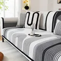 Cuscino per divano in ciniglia moderna bianco e nero con motivi geometrici astratti - 70*70cm / Nero