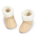 Botas de invierno beige para bebé con suela blanda y borde de lana sintética blanca - 11cm (0-6 Meses) / Caqui