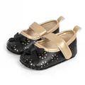 Baby girl Mary Jane walking shoes in black leather with golden laser-cut flower pattern - 0-6 Months / Black