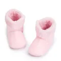 Botas rosas para bebé con forro polar, suela suave antideslizante y pelo cálido - 11cm (0-6 Meses) / Rosa