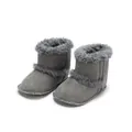 Gray winter baby snow boots with cozy faux fur lining and soft non-slip soles - Small / Dark Gray