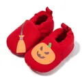 Red baby Halloween walking shoes with glowing pumpkin and broom cartoon patterns - 11cm (0-6 Months) / Red
