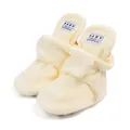 Detail of baby warm walking shoes with soft terry cloth and adjustable velcro strap - 11cm (0-6 Months) / Yellow
