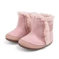 Botas de nieve rosa para bebé con forro de pelo sintético y suelas suaves antideslizantes - 11cm (0-6 Meses) / Rosa
