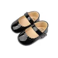 Chaussures Mary Jane pour bébé en cuir verni noir avec découpes ondulées et velcro - 11cm / Noir