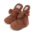 Brown plush infant walking boots with warm fleece and stay-on baby labels - 11cm (0-6 Months) / Brown
