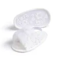 White infant plush slippers with elastic back strap and floral anti-slip sole - 11cm (0-6 Months) / White