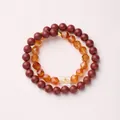 Zweilagiges Perlenarmband mit dunkelroten matten Perlen und gelben facettierten Achatsteinen - 8mm / Rose Räucherwerk Achat Kristall Stil