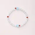 Elegant cat eye beaded bracelet with translucent white, light blue, and red beads - White & Blue Cat's Eye Red Agate (6mm)