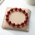 Handgefertigtes doppelschleifiges Armband aus rotem Achat mit polierten Edelsteinen - 10MM Roter Achat Einzelkreis Armband