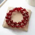 Doppellagiges Armband aus natürlichem rotem Achat mit hochwertigem Samtbeutel - 10MM Roter Achat Doppelkreis Armband