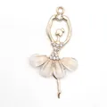 Golden ballet dancer shoe charm with sparkling crystals and glittery tutu for clog decoration - Ballerina Dancer Style