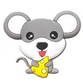 Aimant de frigo mignon en forme de souris tenant un fromage en PVC souple - Rat (1)