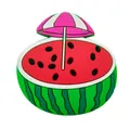Breloque en PVC 3D pastèque et parasol rose pour sabots et chaussures d'été - Pastèque Avec Parasol