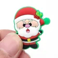Cute Santa Claus PVC shoe charm for clogs with green hat and 3D embossed detail - Cartoon Santa Claus Style