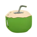 Étui en silicone vert en forme de noix de coco pour écouteurs sans fil avec paille - Noix de coco