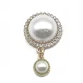 Crystal gem buckle for clogs featuring golden base with faux pearl and rhinestone accents - Double Circle Pearl Style (No. 5)