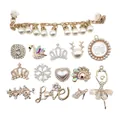 Sparkling crystal and pearl shoe charms set with swan, crown and reindeer motifs - Assorted Designs Combo