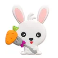 Aimant de frigo lapin blanc en caoutchouc souple avec carotte et nœud papillon violet - Lapin (4)