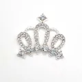 Detail of silver crown shoe charm with white crystal rhinestones for clogs and sandals - Silver Hollow Crown Style