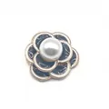 Elegant black camellia flower shoe charm with gold trim and central pearl accent - Black Camellia Style (No. 10)