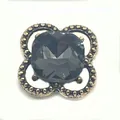 Vintage style square black crystal shoe charm with antique gold floral metal frame - Vintage Black Square Style (No. 6)