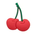 Aimant de frigo cerise mignon en caoutchouc PVC souple rouge et vert vibrant - Cerise