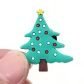 Decorative Christmas tree shoe charm made of green PVC soft rubber with yellow star - Classic Green Christmas Tree